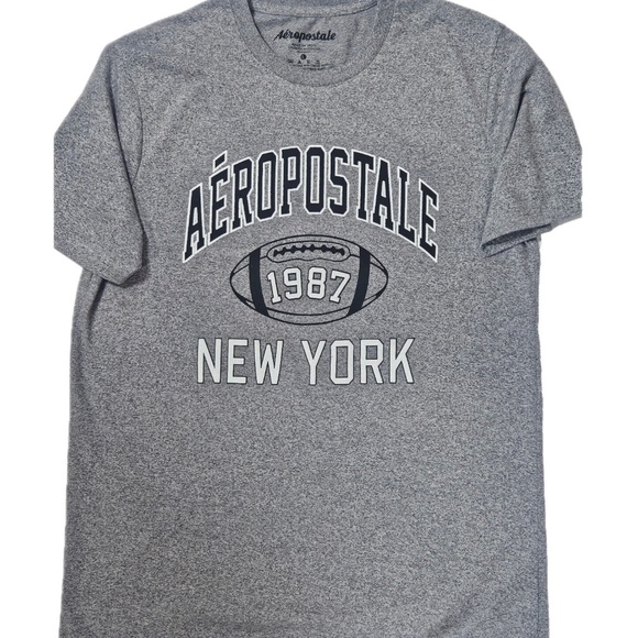 Aeropostale Shirt Mens Large Gray 1987 New York Football Graphic Heather Tee - Picture 6 of 9